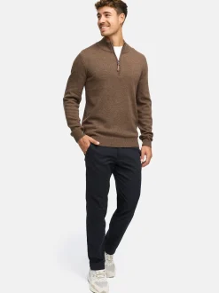 Indicode Herren Strickpullover - INMargous Half-Zip in braun