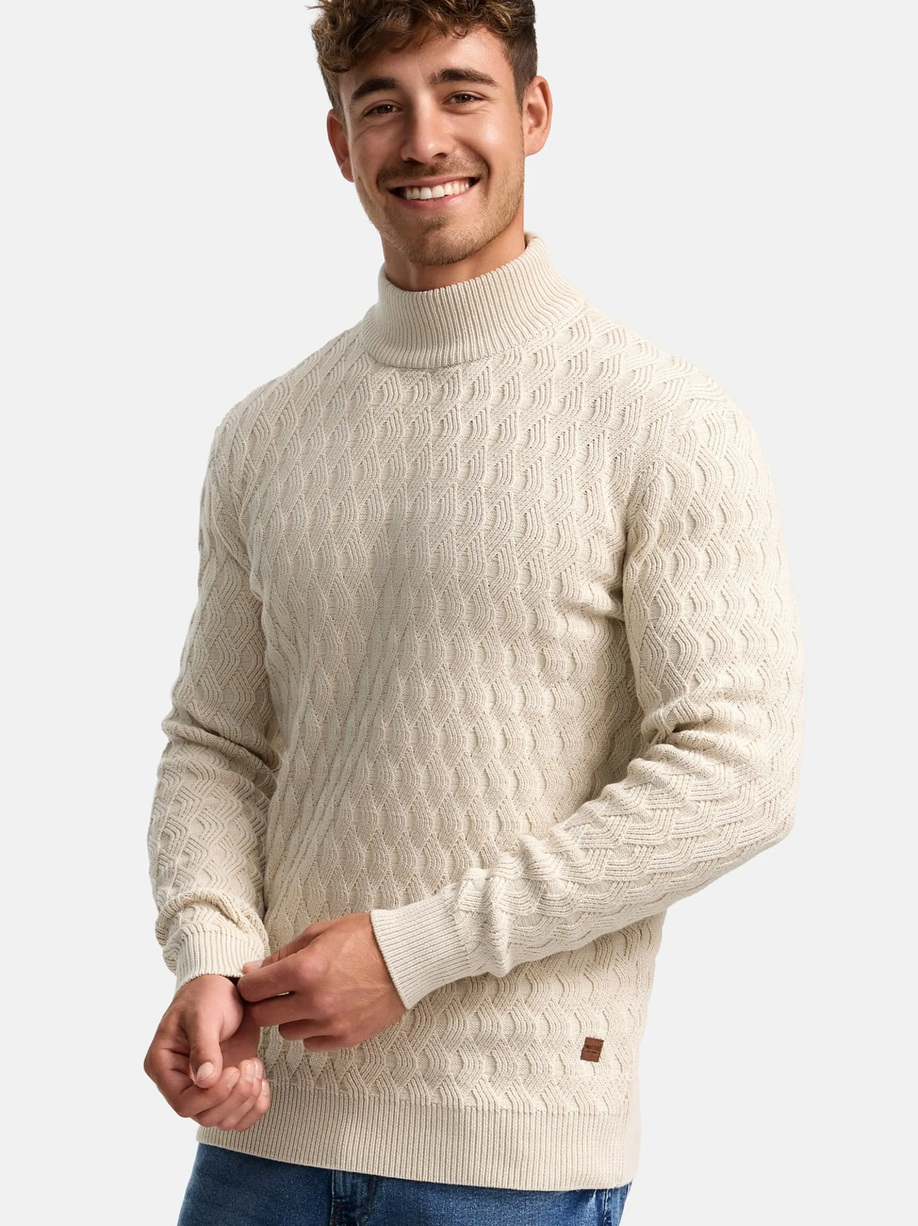 Indicode Herren Strickpullover - INAlpha in beige taupe