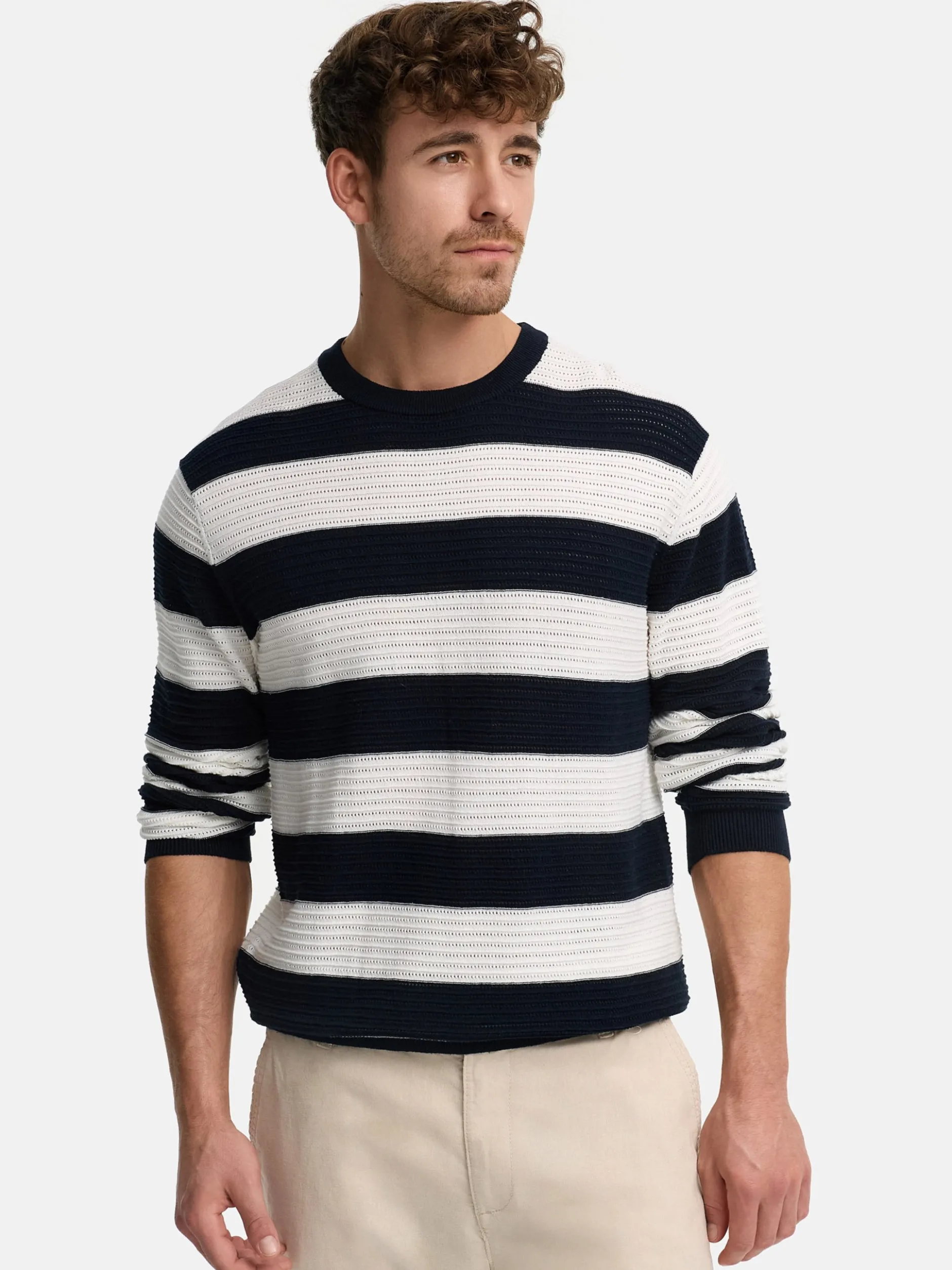 Indicode Herren Strickpullover - INTidsel in marine weiß