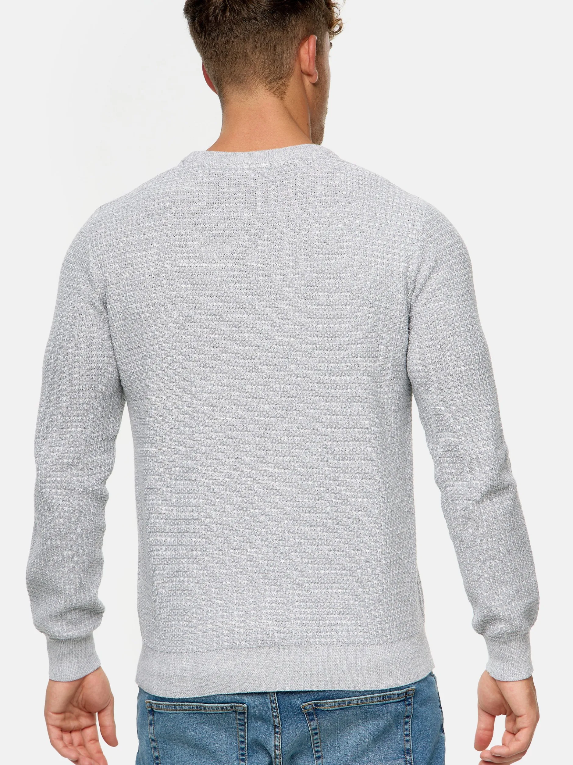 Indicode Herren Strickpullover - INLourdes in hellgrau