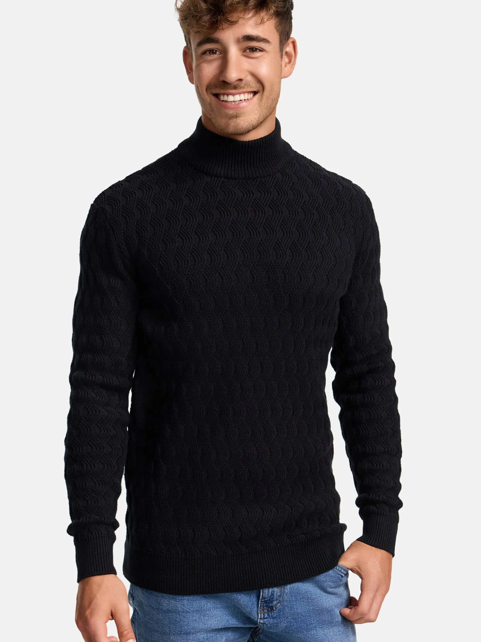 Indicode Herren Strickpullover - INAlpha in schwarz
