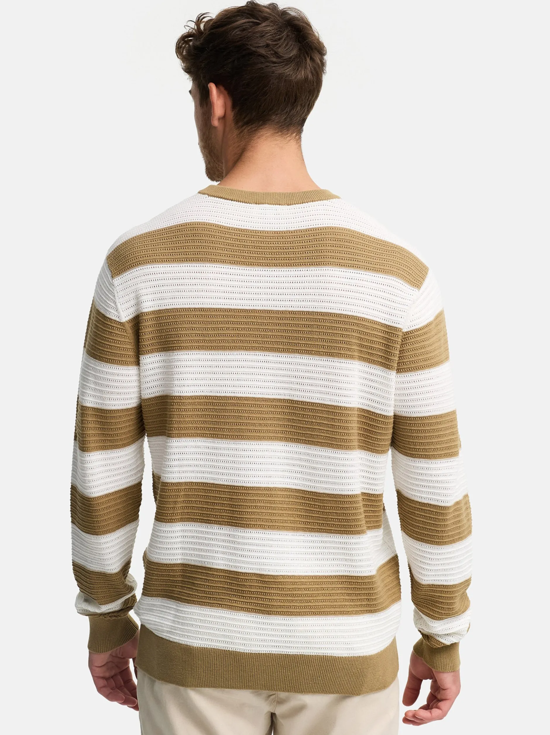 Indicode Herren Strickpullover - INTidsel in beige weiß