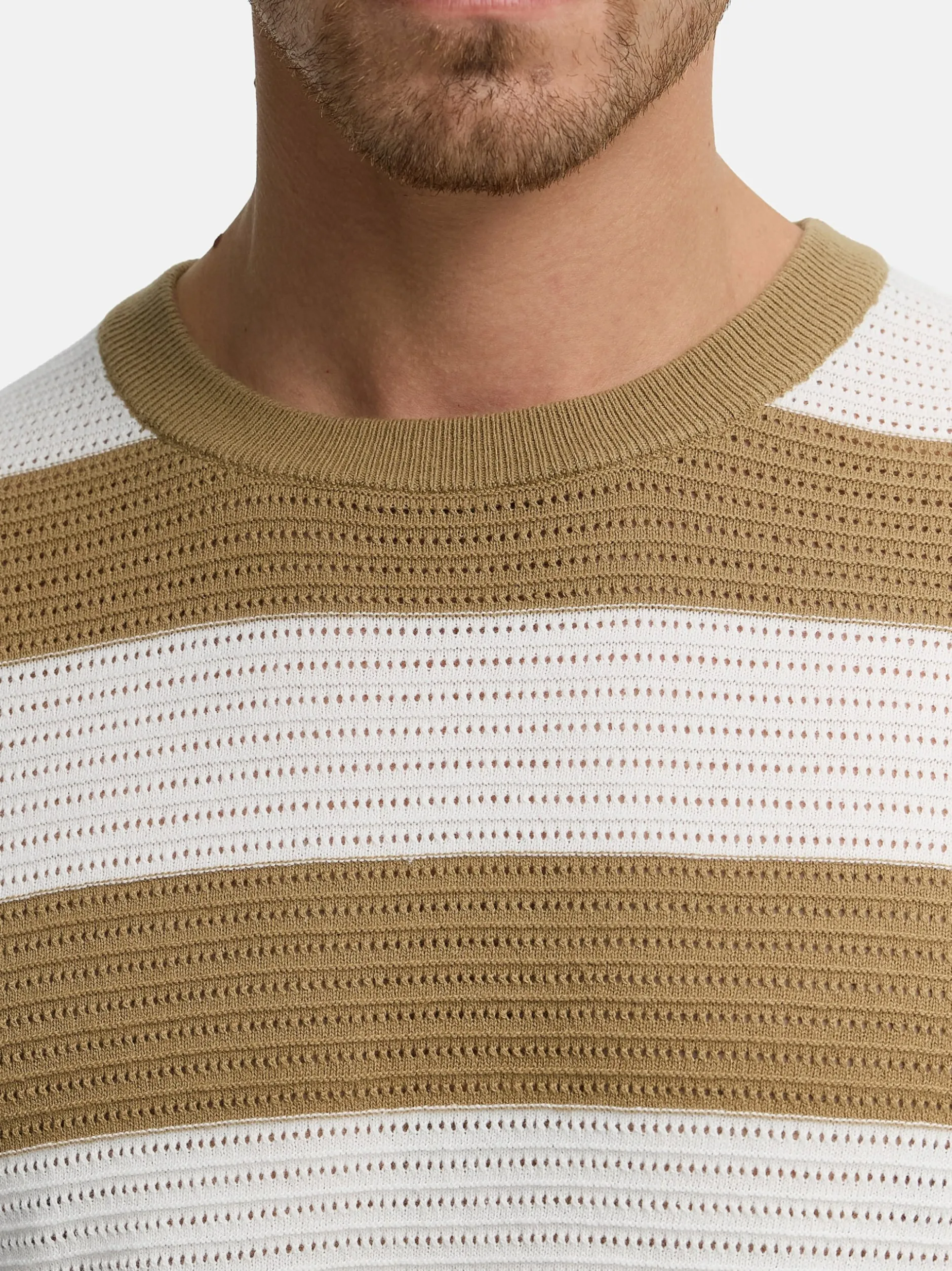 Indicode Herren Strickpullover - INTidsel in beige weiß