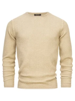 Indicode Herren Strickpullover - INPetri in beige sand
