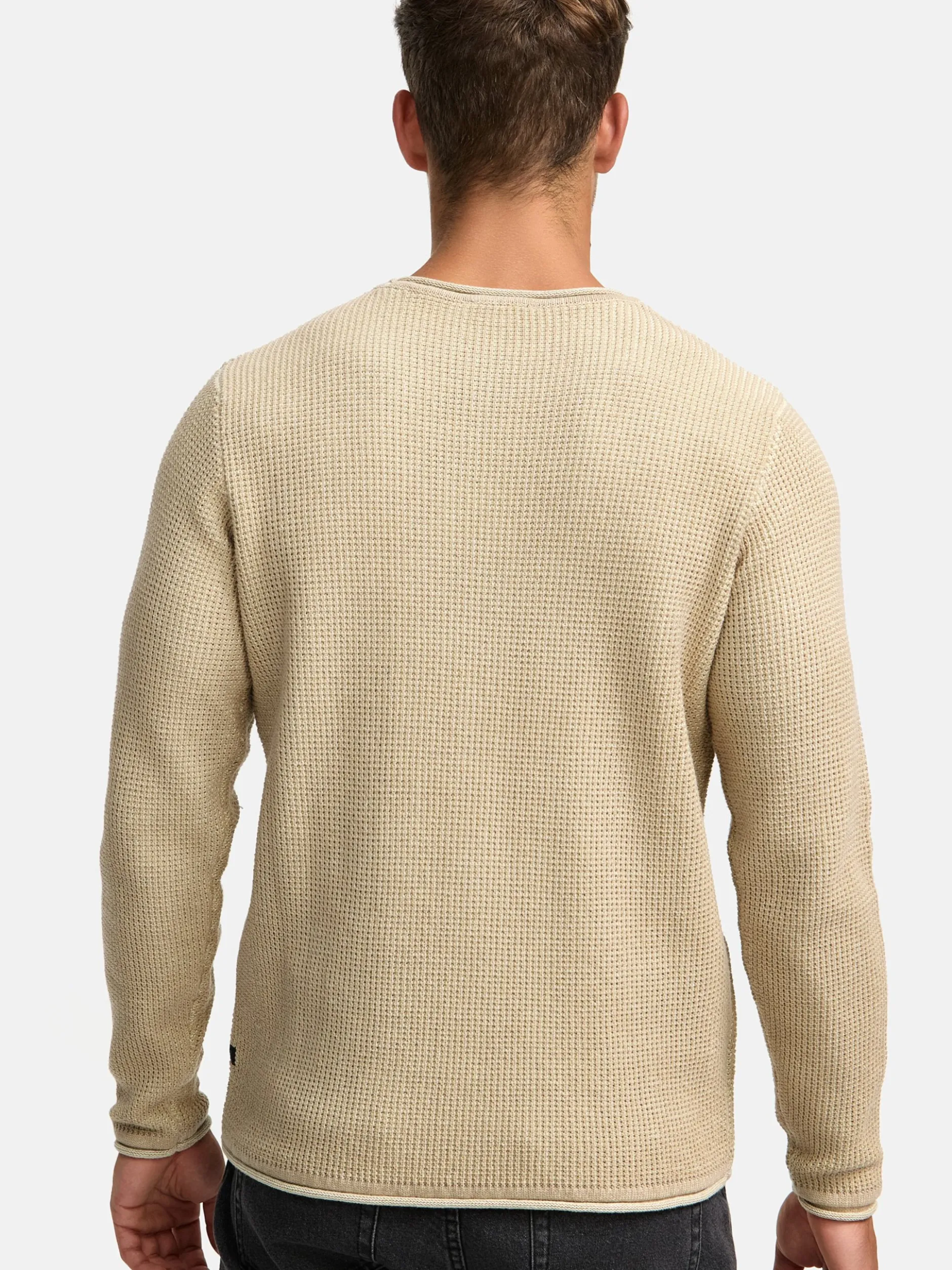 Indicode Herren Strickpullover - INPetri in beige sand
