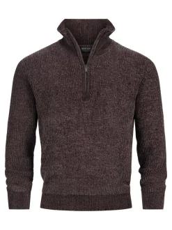 Indicode Herren Strickpullover - INHunch Half Zip in braun