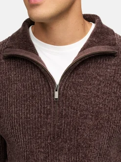 Indicode Herren Strickpullover - INHunch Half Zip in braun