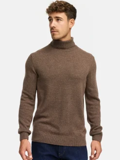 Indicode Herren Strickpullover - INMargous Roll Neck in braun