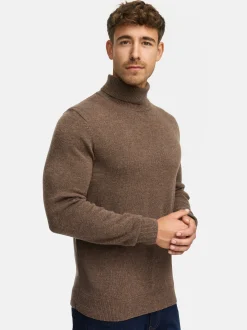 Indicode Herren Strickpullover - INMargous Roll Neck in braun