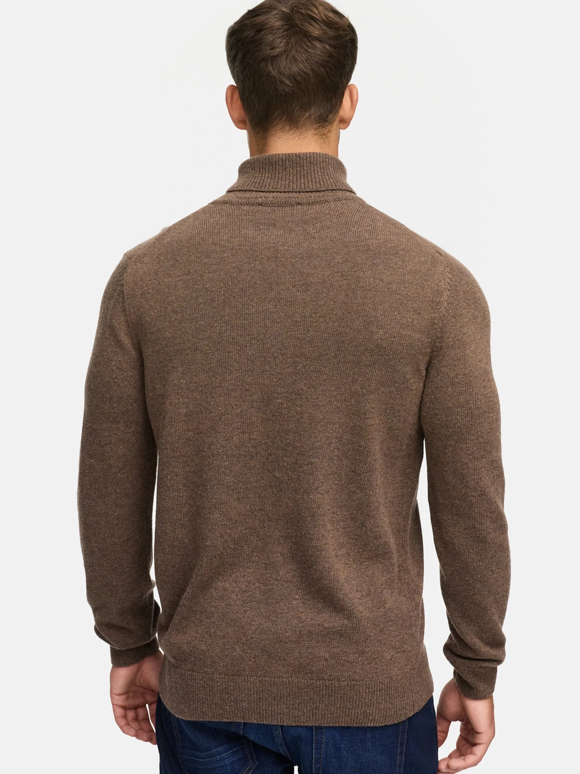 Indicode Herren Strickpullover - INMargous Roll Neck in braun