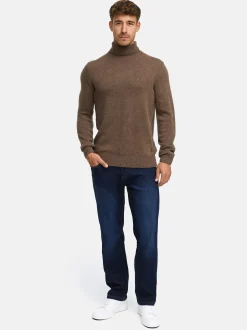 Indicode Herren Strickpullover - INMargous Roll Neck in braun