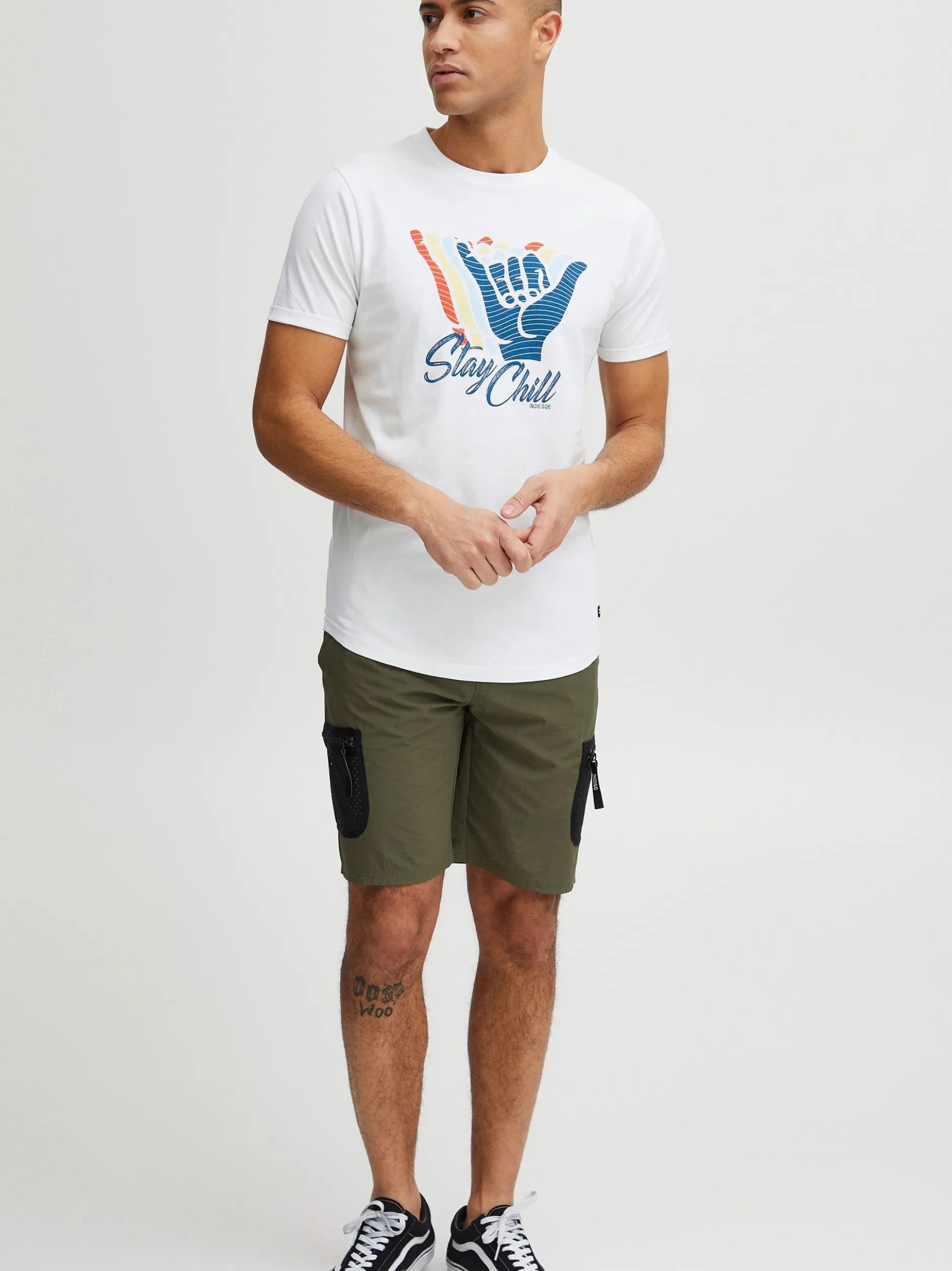 Indicode Herren T-Shirt - IDDaniel in weiß