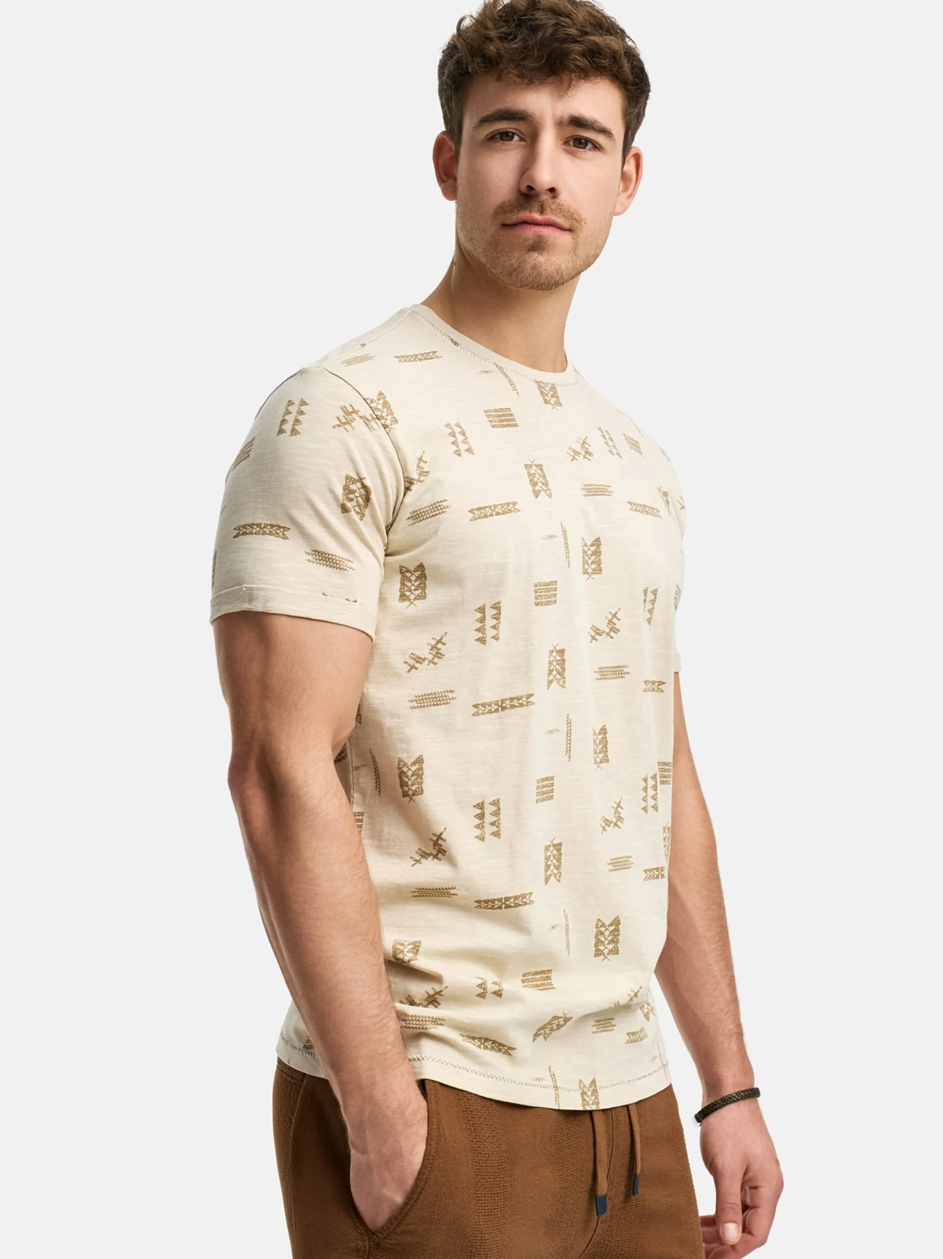 Indicode Herren T-Shirt - INAsbjorn in beige sand