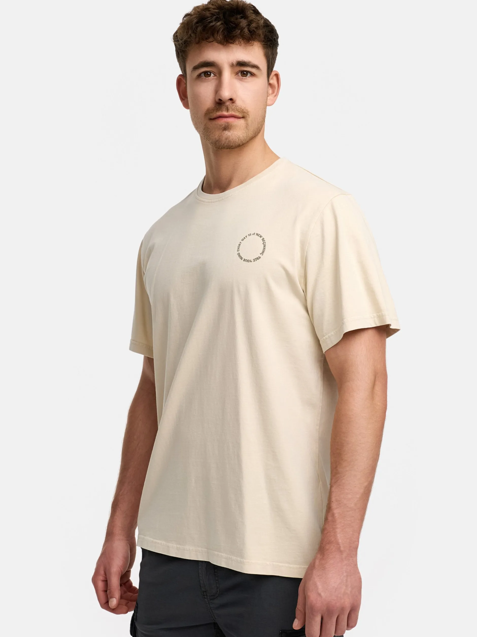 Indicode Herren T-Shirt - INBlank in beige taupe