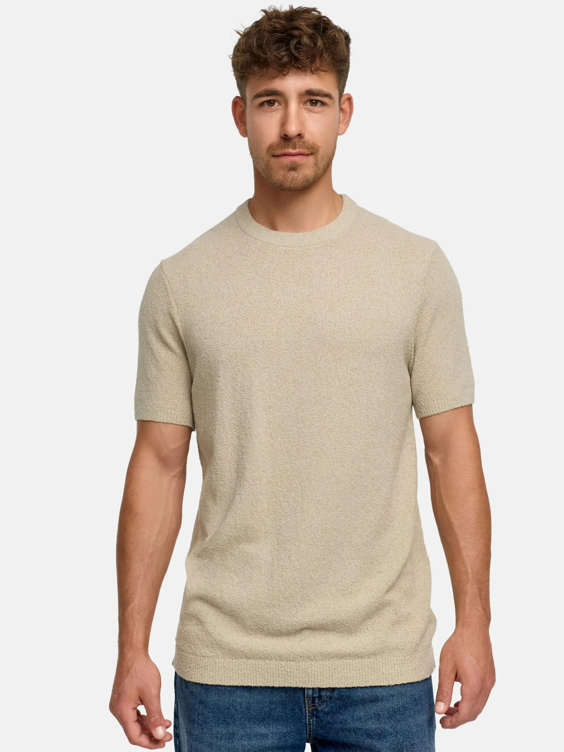 Indicode Herren T-Shirt - INBrokbell in beige grau