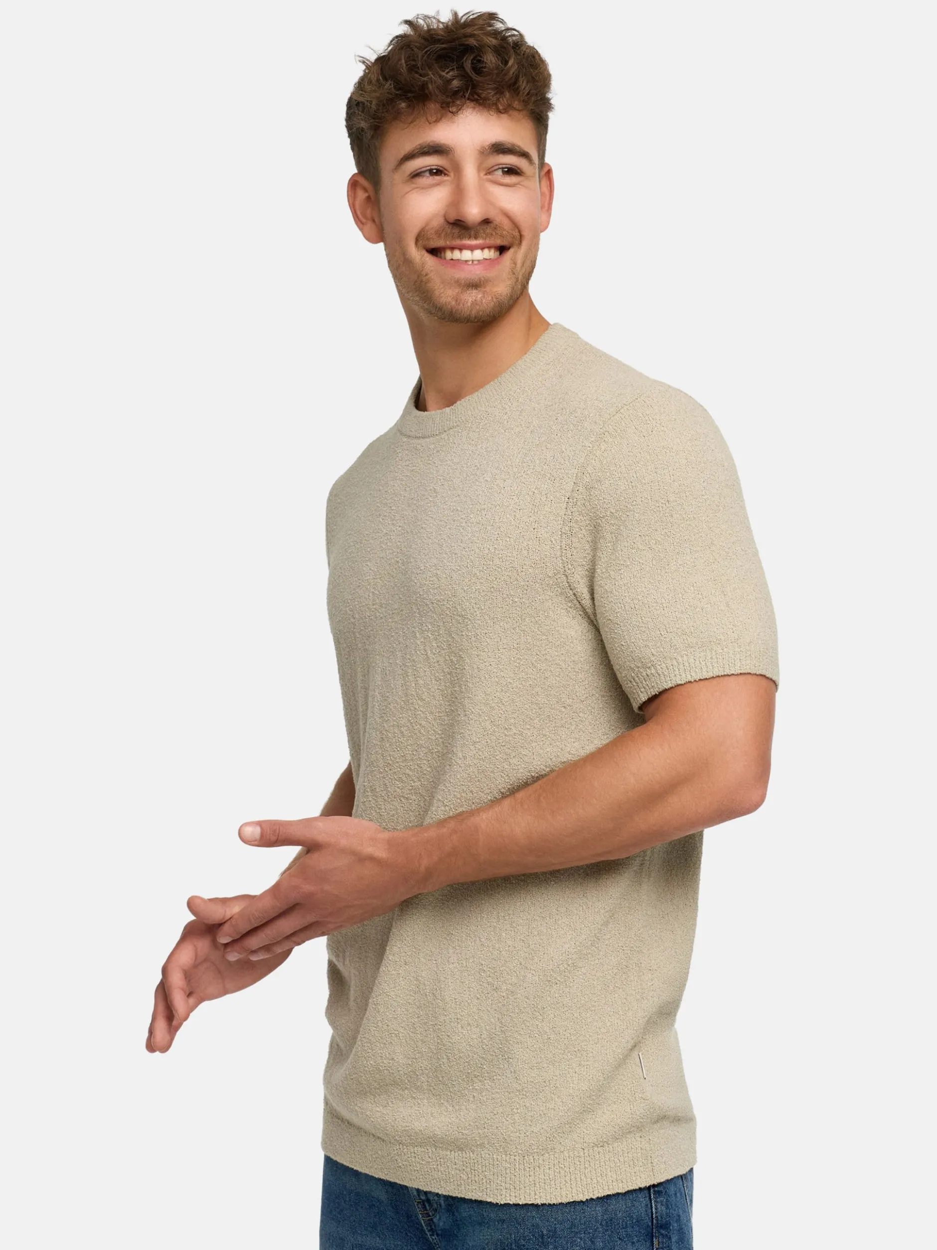 Indicode Herren T-Shirt - INBrokbell in beige grau