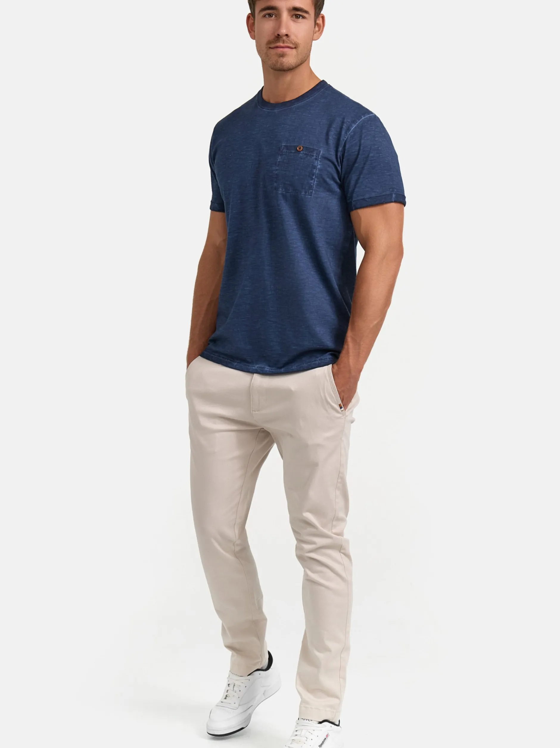 Indicode Herren T-Shirt - INKilmon in denim blau