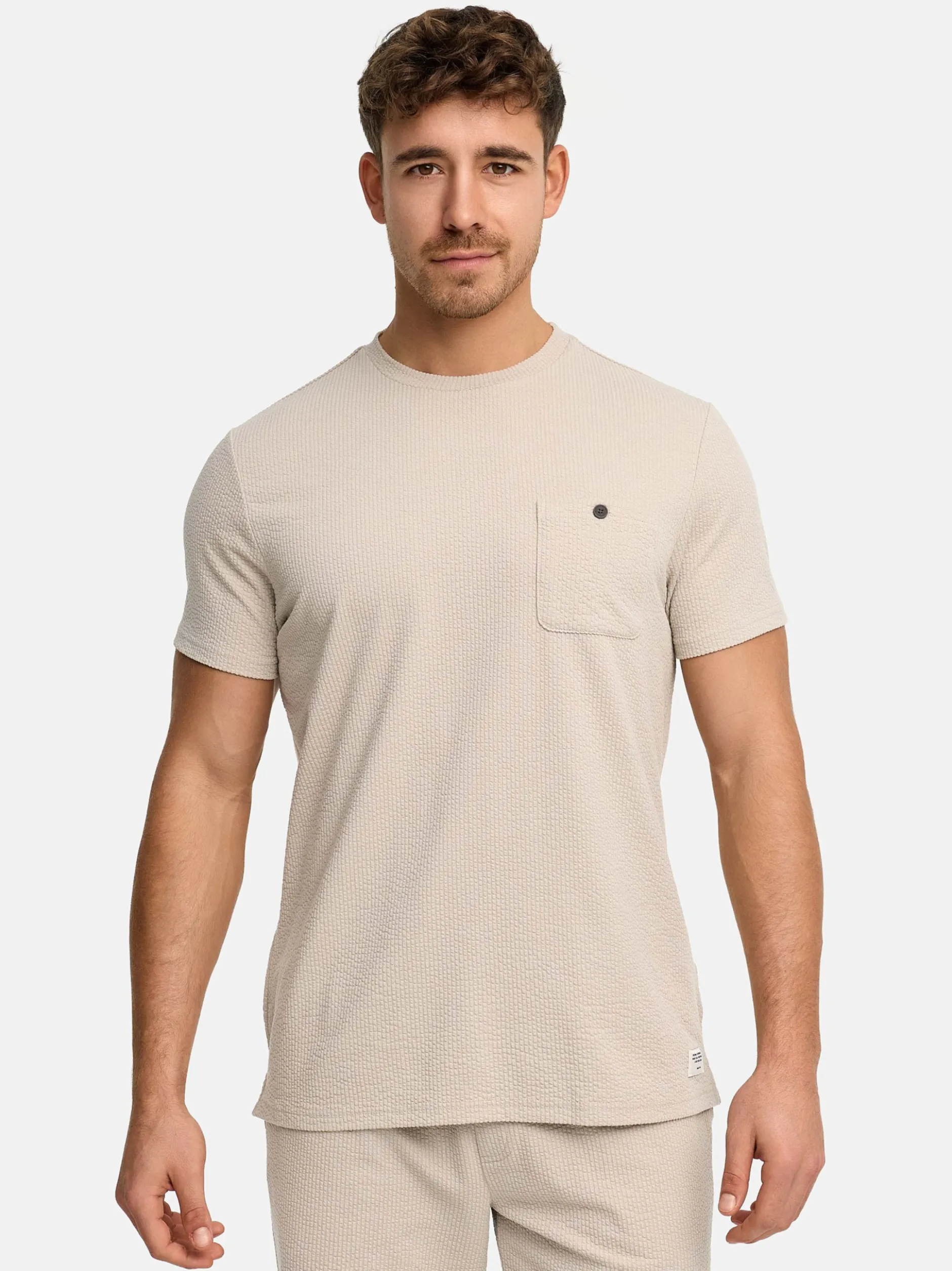 Indicode Herren T-Shirt - INNogo in taupe beige
