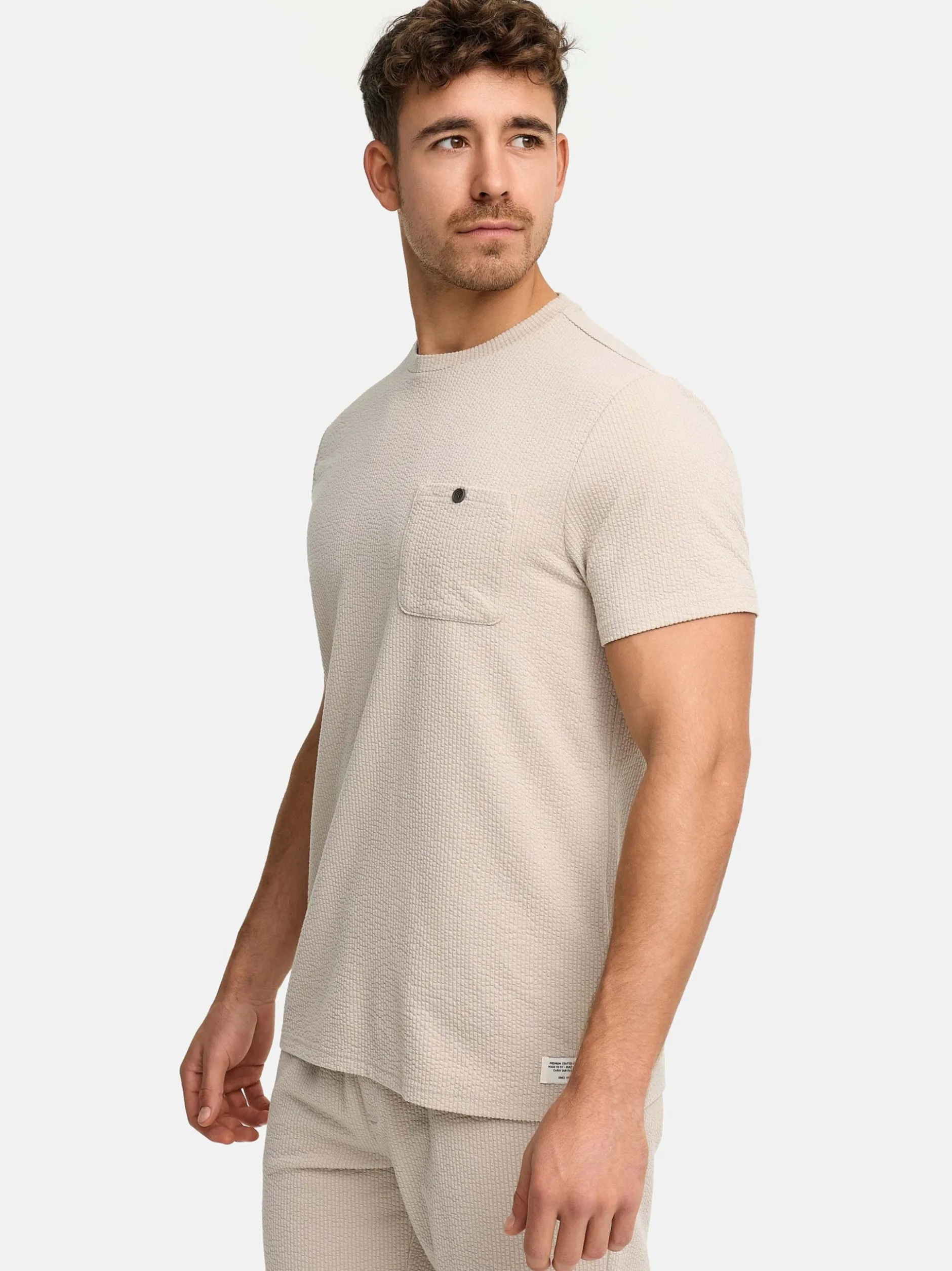 Indicode Herren T-Shirt - INNogo in taupe beige