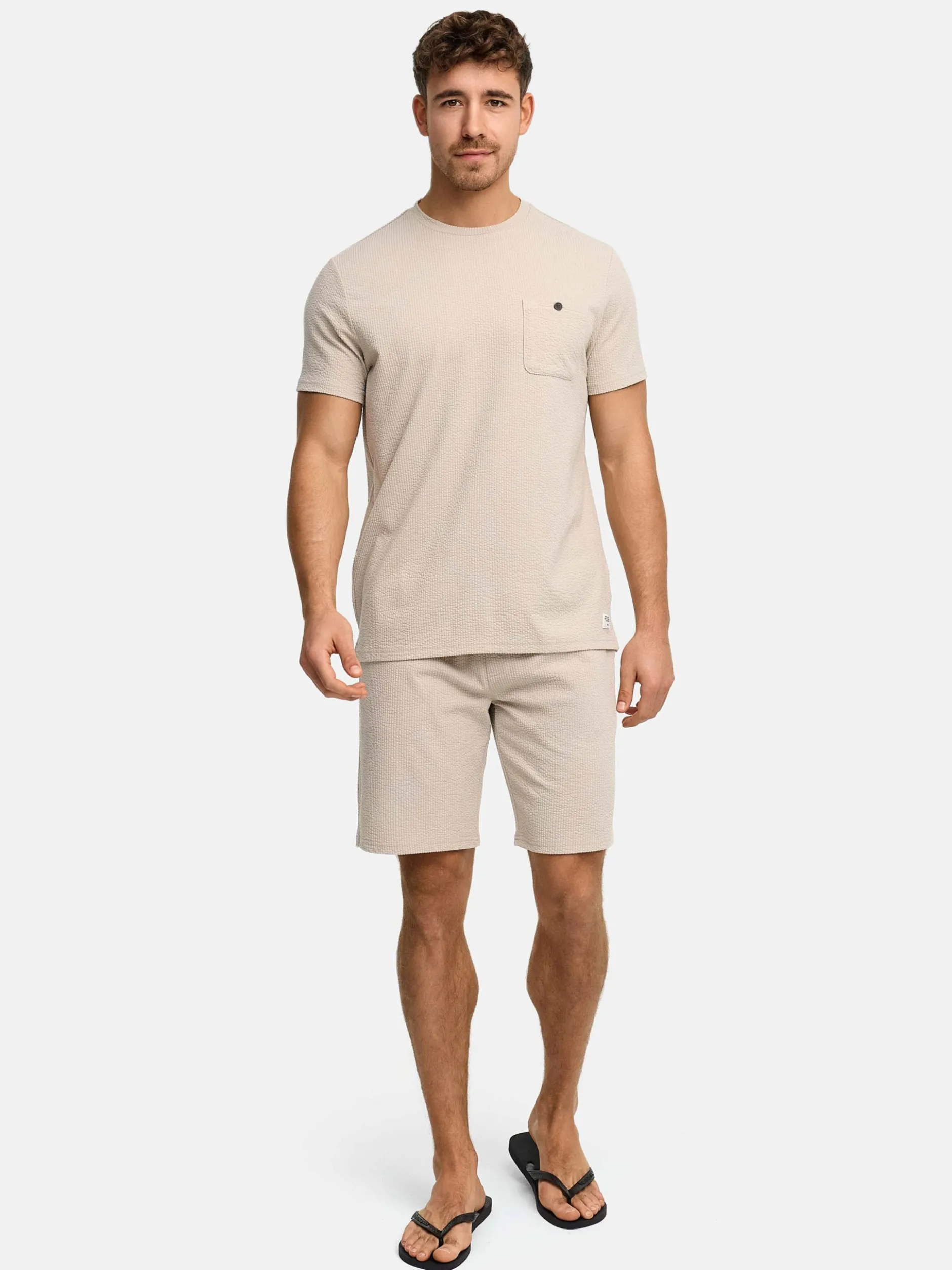 Indicode Herren T-Shirt - INNogo in taupe beige