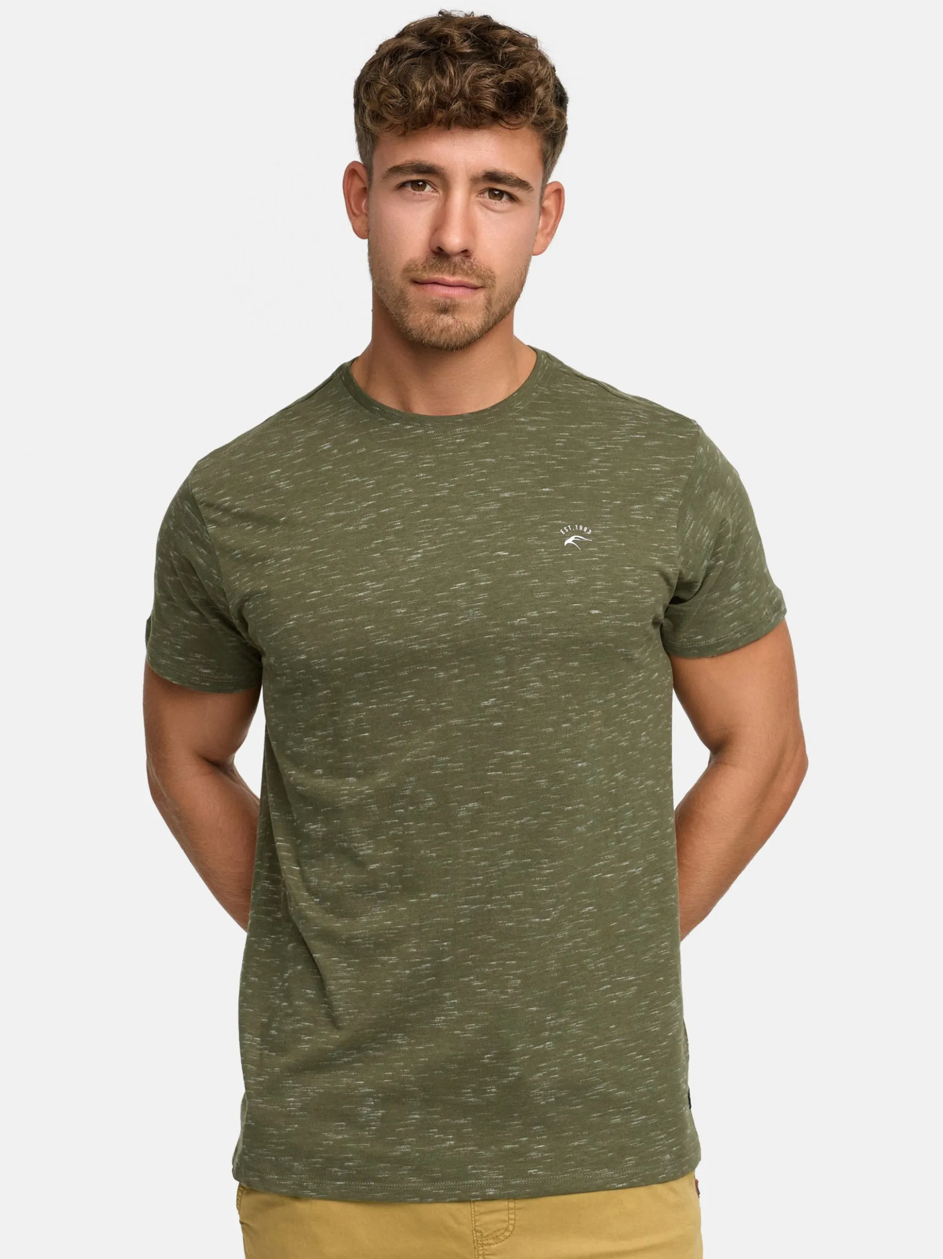 Indicode Herren T-Shirt - Kloge in khaki