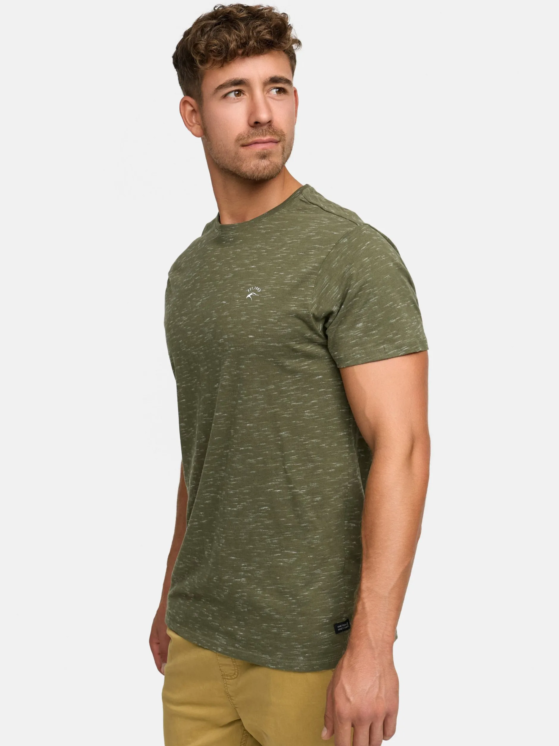 Indicode Herren T-Shirt - Kloge in khaki