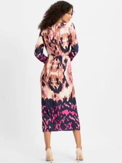 IPURI Damen Kleid in marine rosa - Ärmel: langarm