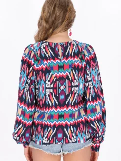 IZIA Damen Bluse in mehrfarbig - Ausschnitt: Rundhals