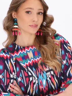 IZIA Damen Bluse in mehrfarbig - Ausschnitt: Rundhals