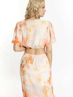 IZIA Damen Bluse mit Batikmuster in orange