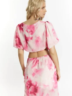 IZIA Damen Bluse mit Batikmuster in mehrfarbig