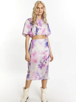 IZIA Damen Bluse mit Batikmuster in flieder