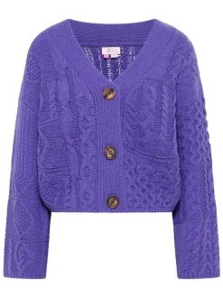IZIA Damen Cropped Strickjacke in lila