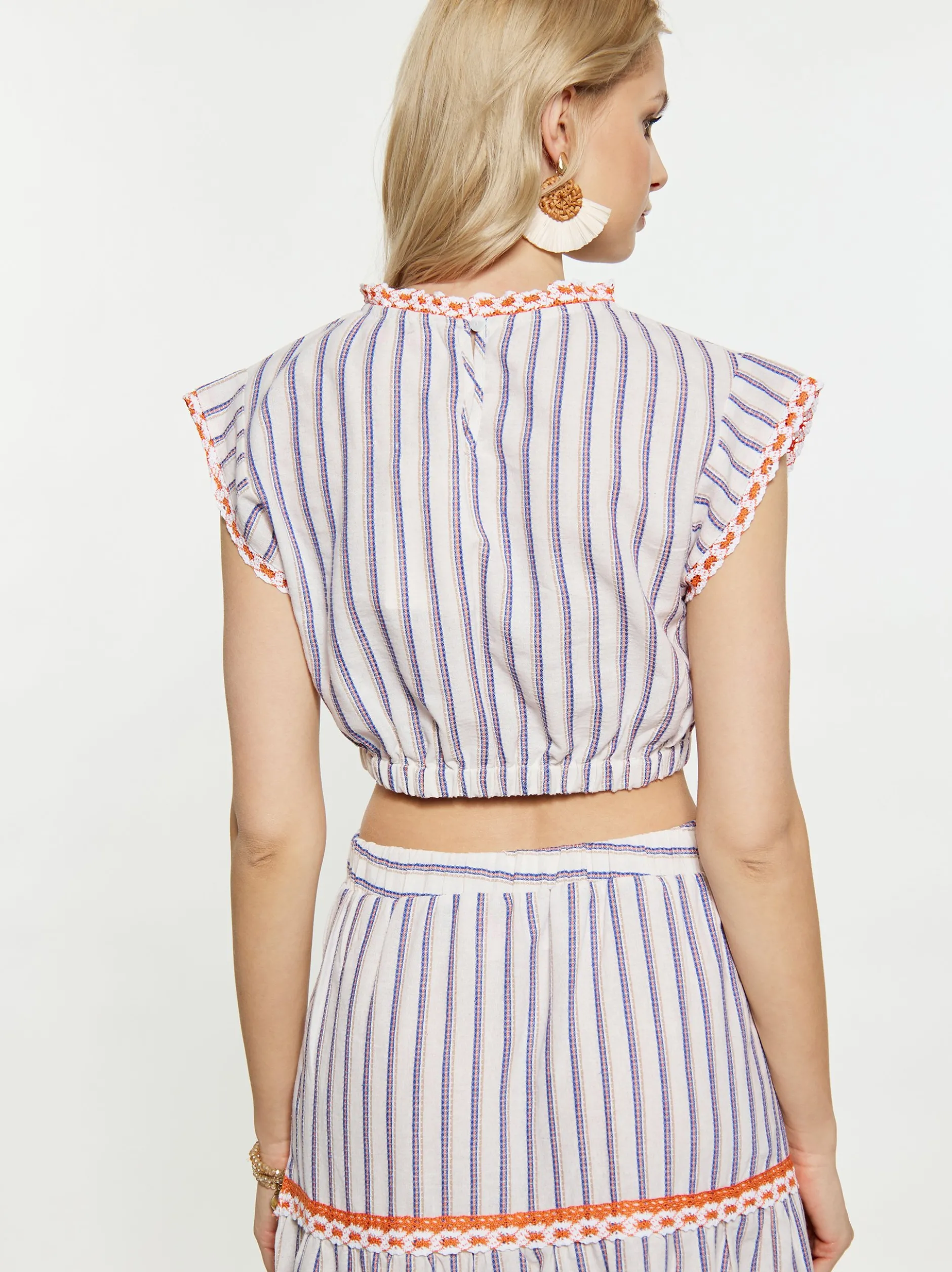 IZIA Damen Crop-Top in blau - Ausschnitt: Rundhals