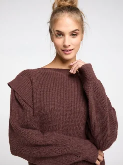 IZIA Damen Grobstrick-Pullover in camel