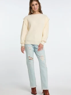 IZIA Damen Grobstrick-Pullover in ecru
