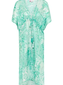 IZIA Damen Kimono in grün - Ausschnitt: ohne Kragen