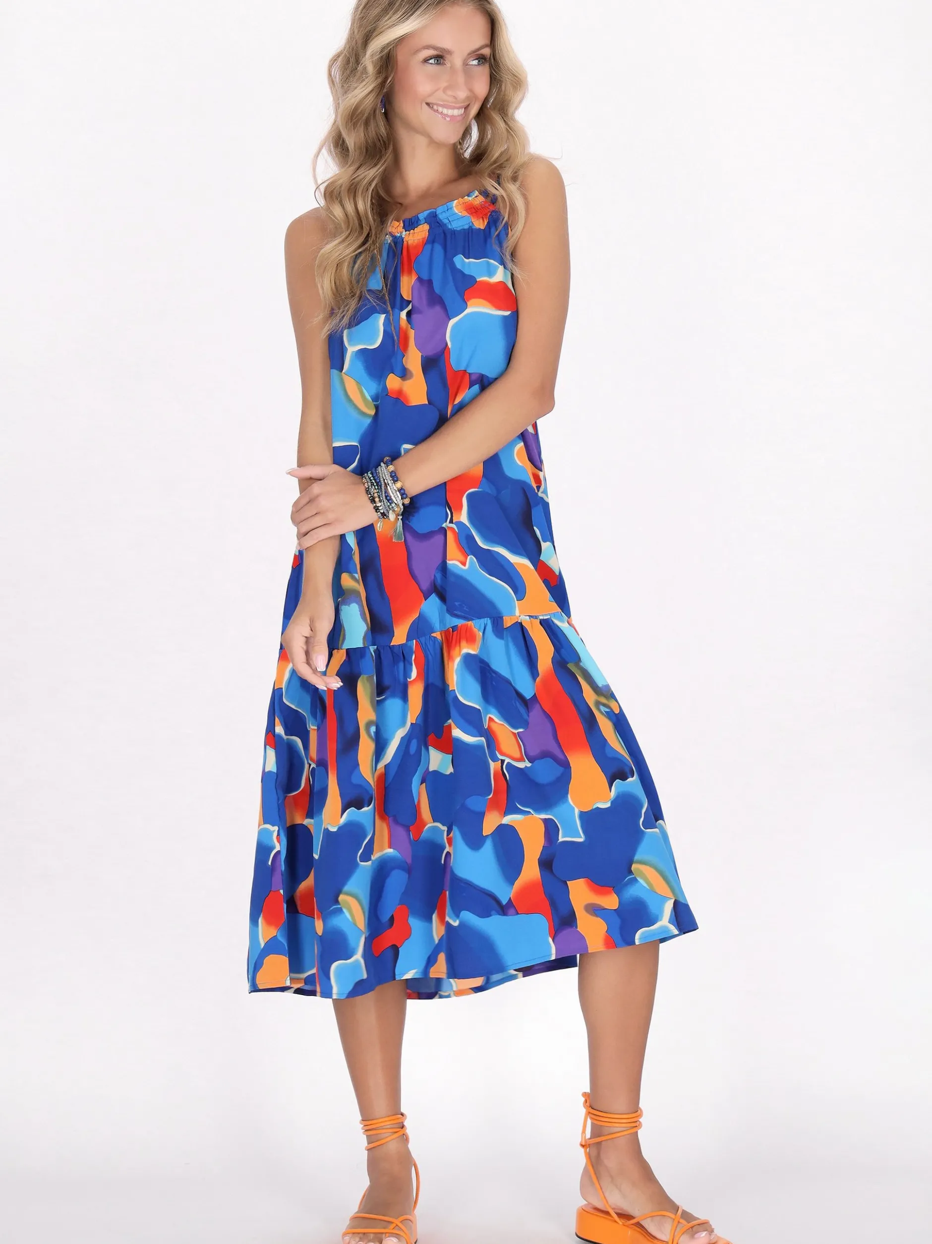 IZIA Damen Kleid in blau - Länge: mittel
