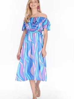 IZIA Damen Kleid in blau - Länge: mittel
