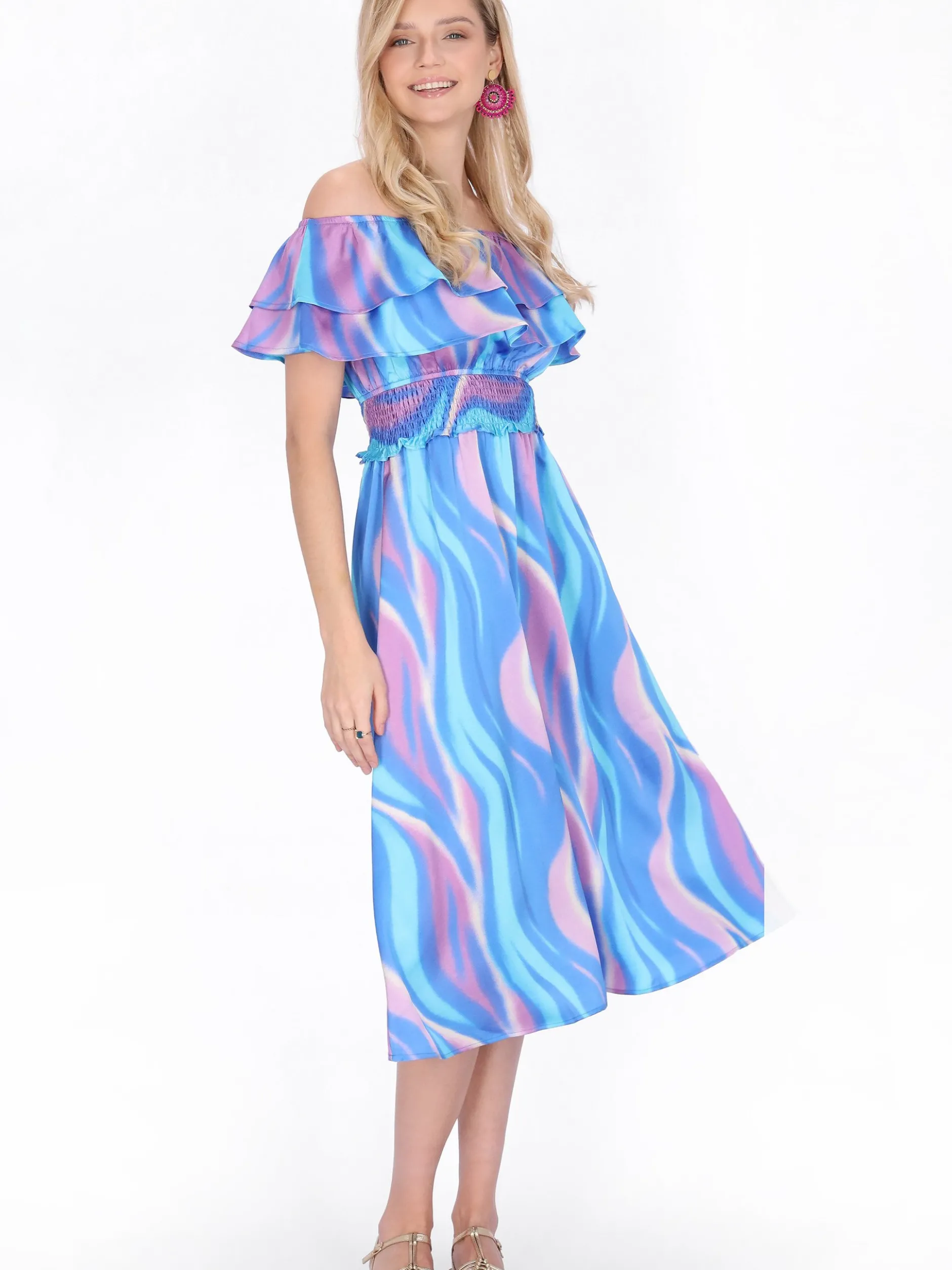 IZIA Damen Kleid in blau - Länge: mittel