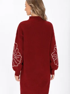IZIA Damen Kleid in bordeaux - Länge: mittel