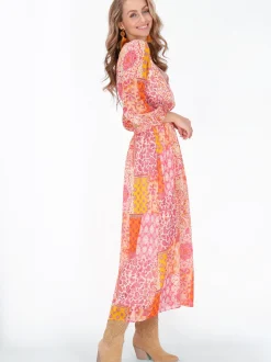 IZIA Damen Kleid in orange - Länge: mittel