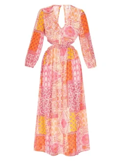 IZIA Damen Kleid in orange - Länge: mittel