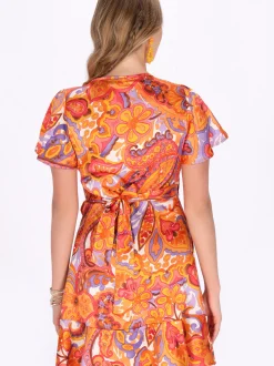 IZIA Damen Kleid in orange - Länge: mittel