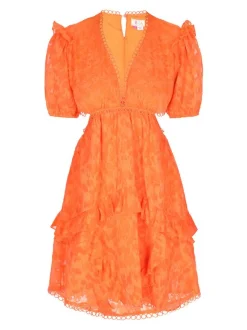 IZIA Damen Kleid in orange - Länge: mittel