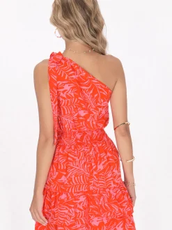 IZIA Damen Kleid in orange - Länge: mittel