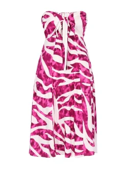IZIA Damen Kleid in pink weiß - Länge: mittel