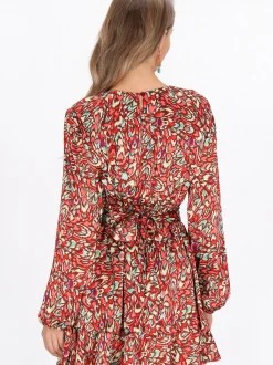 IZIA Damen Kleid in rot - Ausschnitt: Rundhals
