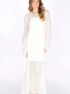 IZIA Damen Kleid in weiß - Ausschnitt: Rundhals