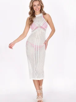 IZIA Damen Kleid in weiß - Länge: mittel